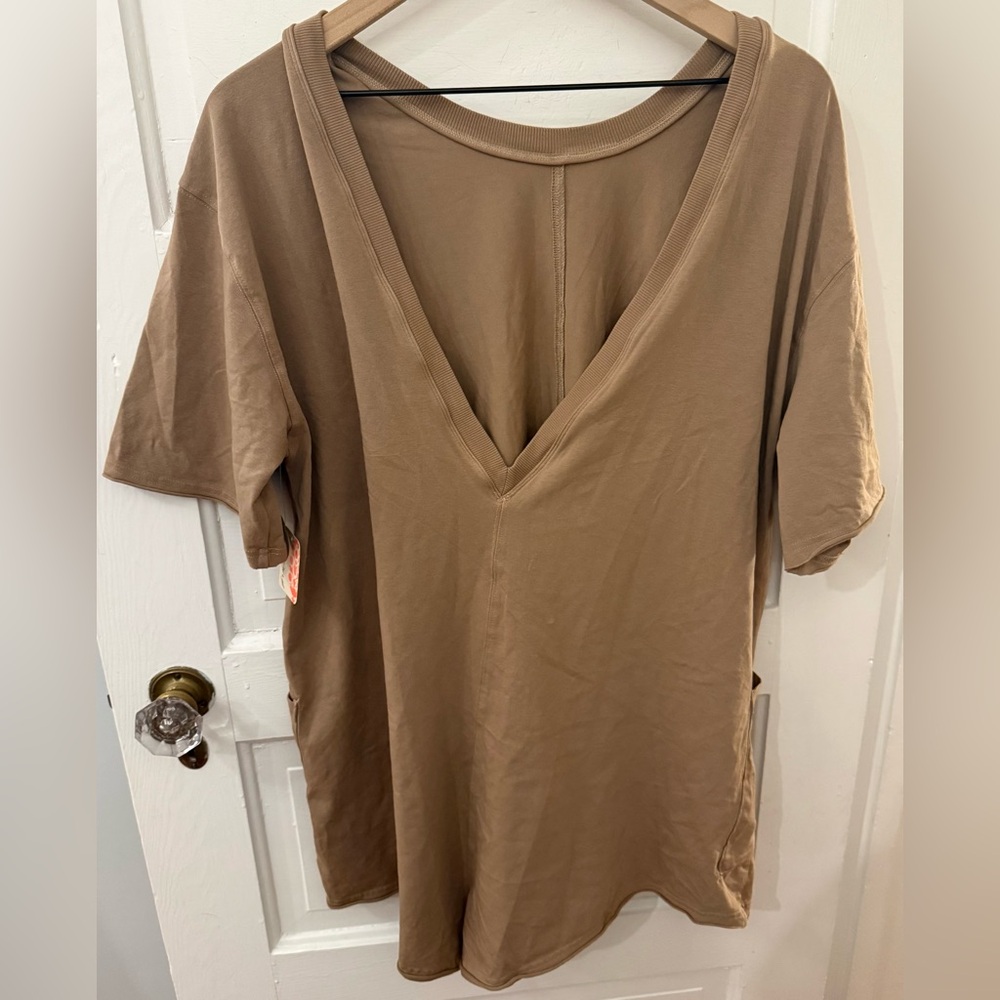 Free People Movement Hot Shot Tee Romper Mocha Latte S - Picture 4 of 6